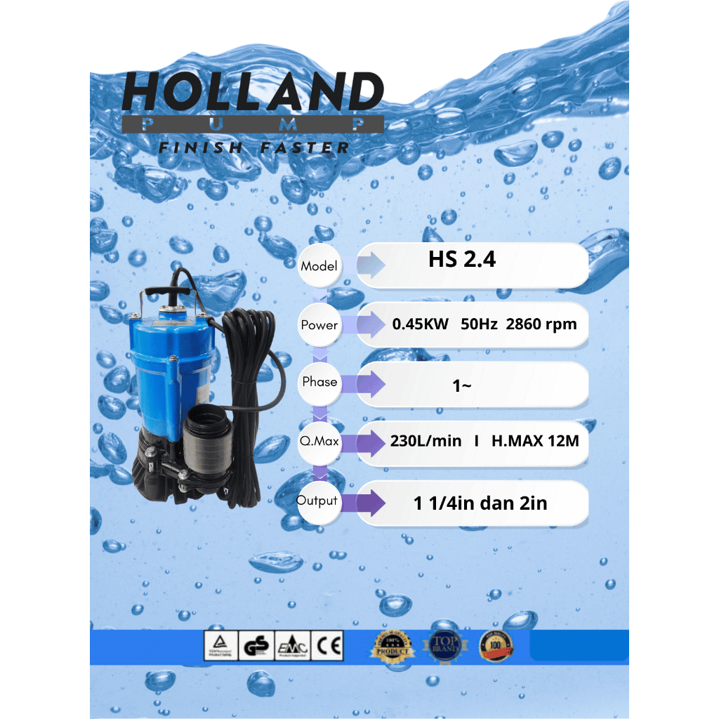 Pompa air celup lumpur air kotor HS 2.4