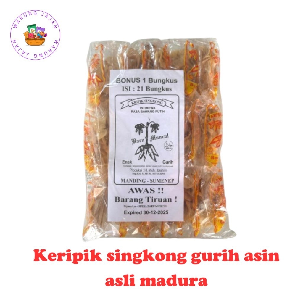 

Keripik singkong gurih asin asli madura - 1 bungkus isi 21 pcs