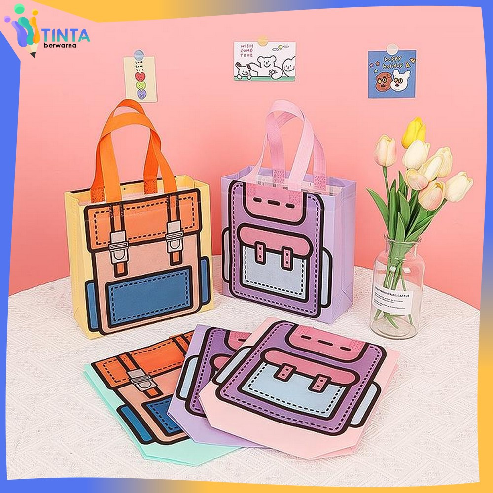 

Goodie Bag Non Woven Anti Air Motif Tas Sekolah Lucu Uk. 22x22x9cm / Tas Hampers Hand Bag Ulang Tahun Snack Bag Packaging Lipat Eco Friendly Bag Tinta Berwarna T59