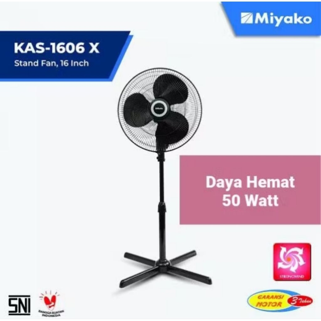 AR KIPAS ANGIN JARING BESI / KIPAS BERDIRI MIYAKO SILANG / MIYAKO KAS-1606 X GB