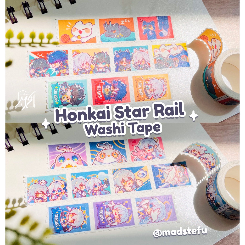 

HSR Honkai Star Rail Stamp Washi Tape Luofu Robin Sunday Fanmerch by Madstefu