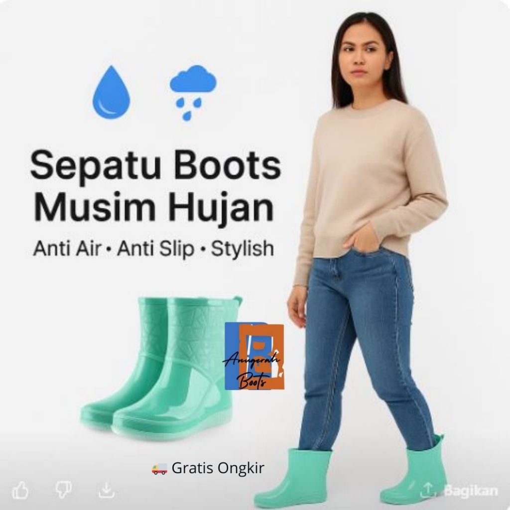 terbaru sepatu karet wanita sepatu boots wanita - sepatu boot pendek