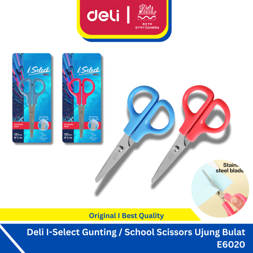 

Deli I-Select Gunting / School Scissors Ujung Bulat E6020 Murah Satuan