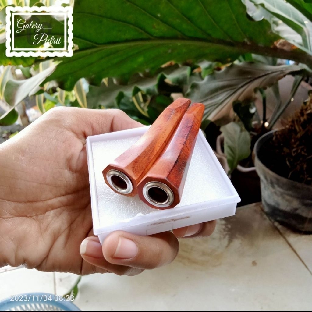 ( segi delapan 7cm ) pipa once / once cangklong / pipa rokok / padutan kayu secang kayu bajakah