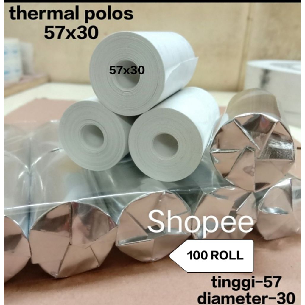 

KERTAS THERMAL 58 POLOS ( 100 ROLL ) UKURAN 57X30