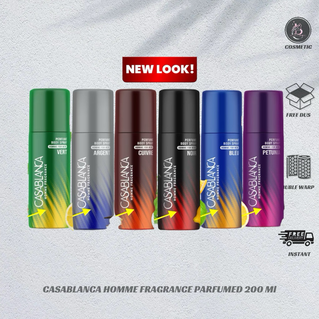 Casablanca Homme & Femme Body Spray 200 ml Series , Deodoran Parfum Casablanca Kaleng