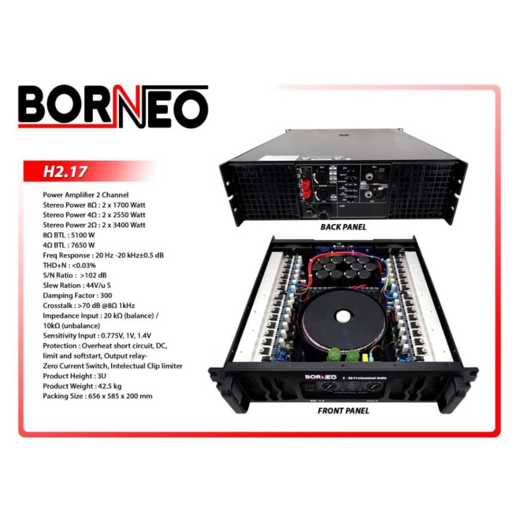 Power 2 channel Borneo H2.17 Original Borneo H2.17 Power Amplifier 2 channel
