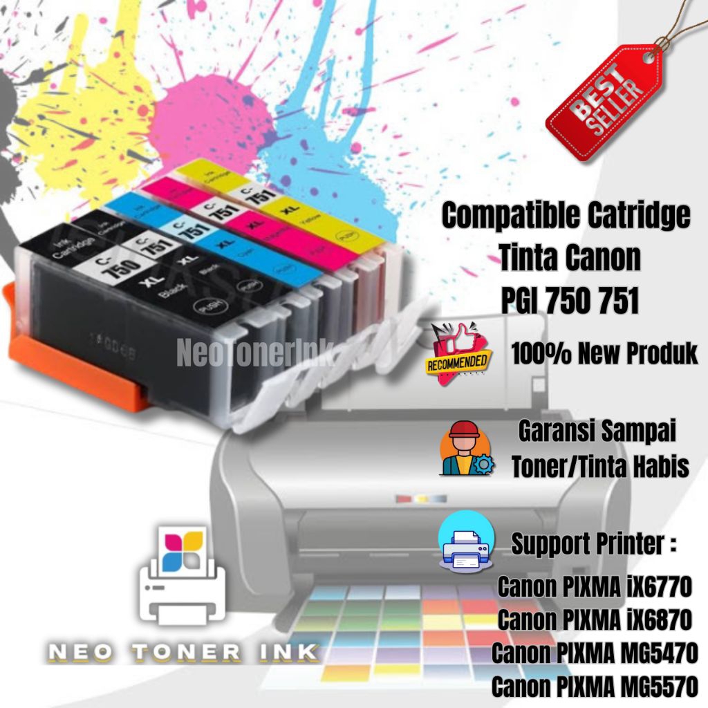 Compatible Tinta Catridge Canon PGI 750 XL 751 XL For Printer Canon PIXMA IP7270 IP8770Canon PIXMA I