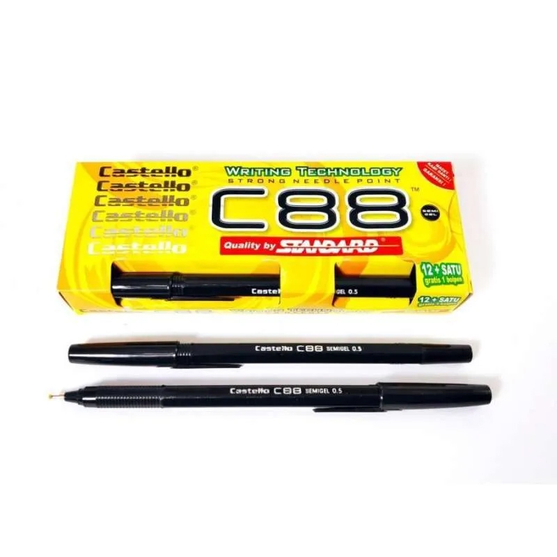 

Pulpen STANDARD Castello C88 0.5 mm Semi Gel Tinta Hitam Isi 12 pcs