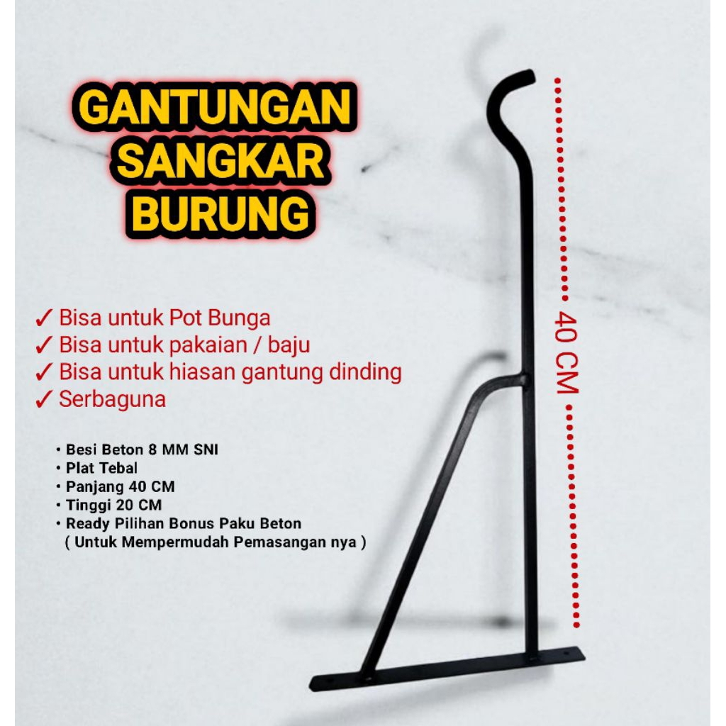 Gantungan Pot Bunga Kandang Manuk Sangkar Burung Kecil dan Besar , Panjang 40 cm besi kuat kokoh gan