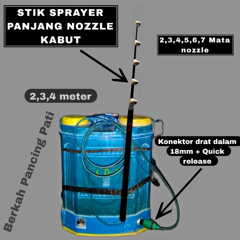 Stik sprayer nozzle kabut panjang 2.7, 3.2, 3.7 meter mata 2,3,4,5,6,7
