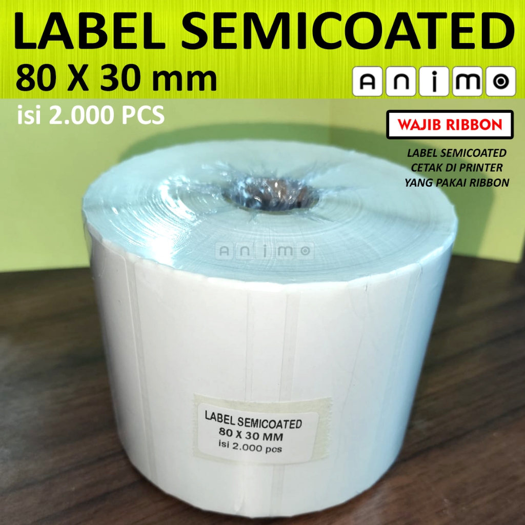 

LABEL SEMICOATED 80 X 30 MM isi 2.000 PCS - Label Barcode Semicoated 80x30 MM - Stiker Semicoated 8 x 3 CM isi 2000 pcs