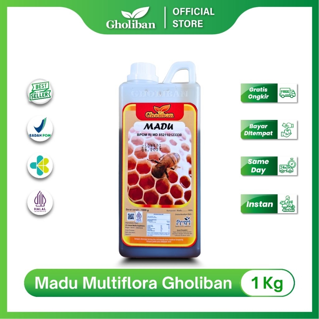 

Gholiban Madu Multiflora BPOM 1Kg Madu Multimanfaat
