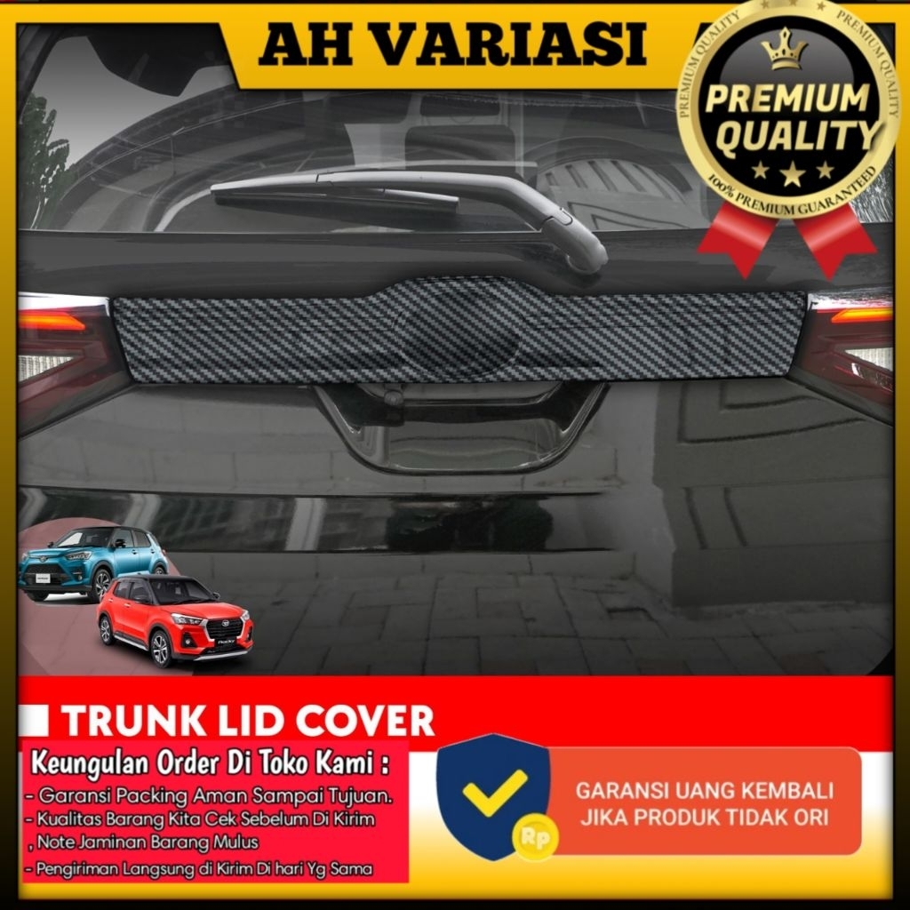 Raize Rocky - Aksesoris Mobil Raize / Rocky 2022 – Cover Trunk Lid Chrome / Carbon Glossy Original