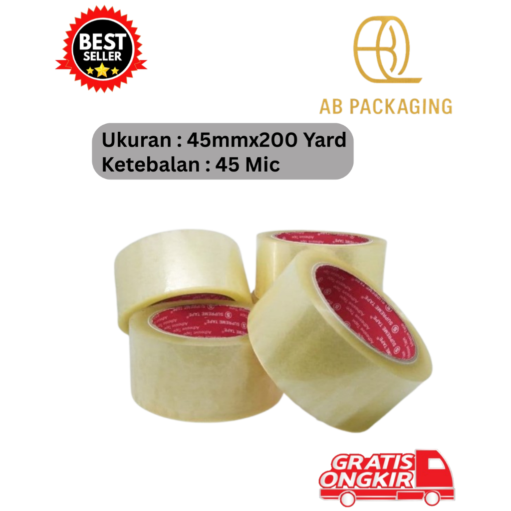 

Lakban Bening 200 Yard BC x 45 mm 125 meter Per Pcs
