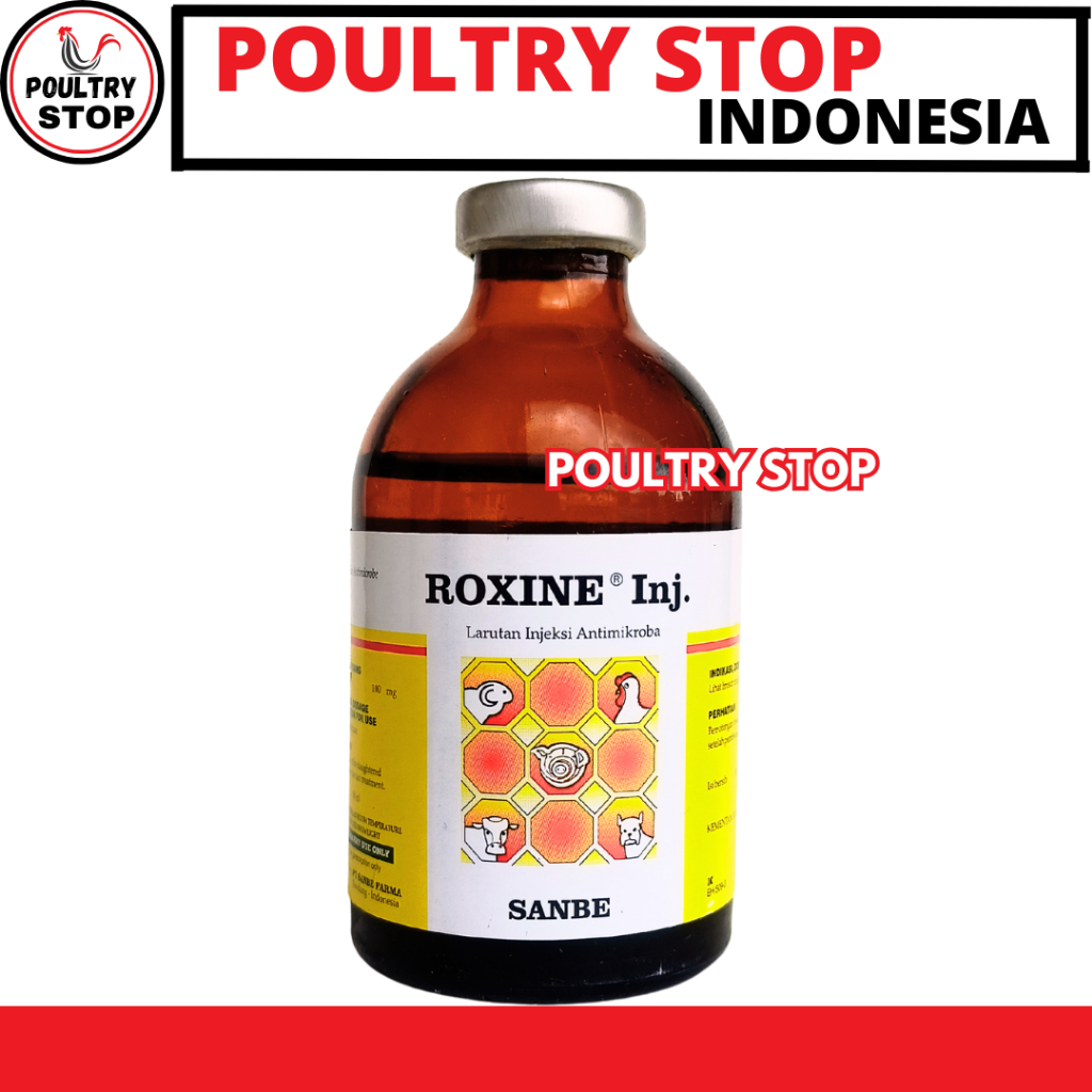 ROXINE 50ML - Obat Hewan Infeksi Pernafasan Ngorok CRD Ternak Sapi Kambing Ayam Unggas Babi