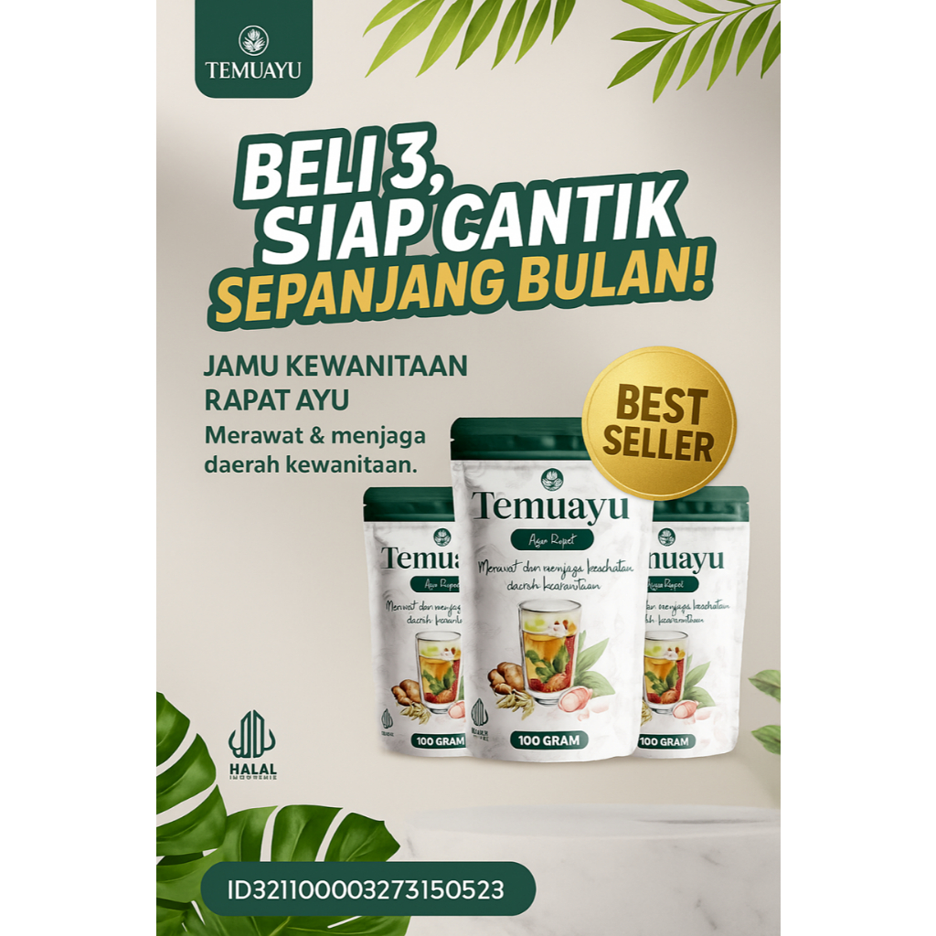 

TEMUAYU - Bundling 3 Pcs Minuman Jamu Ayu Rapet - Herbal Instan untuk Membantu Merawat dan Menjaga Kesehatan Daerah Kewanitaan