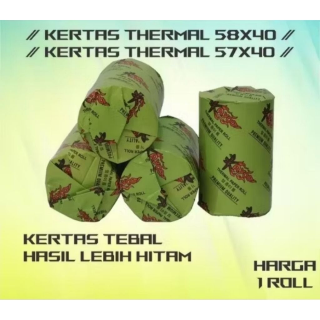 

KERTAS STRUK THERMAL PAPER ROLL 57x40 / 58x40MM CORE THERMAL EDC THERMAL PRINTER MINI BLUETOOTH SERI PREMIUM