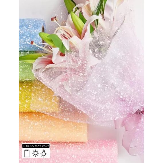 

( Rol 5 Yard ) POLINET GAUZE - SNOW DOTS TILE PEARL SNOW YARD - FLOWER WRAPPING SALJU POLOS ZIG ZAG