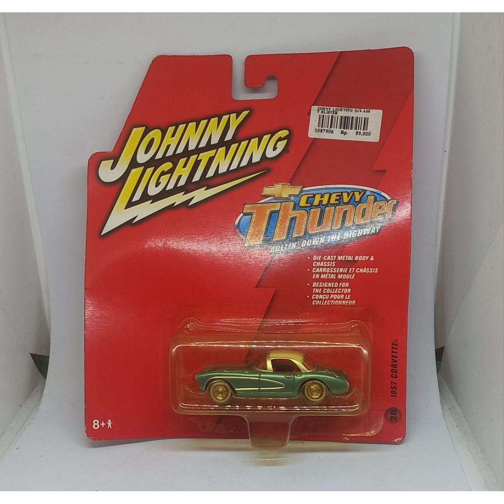 johnny lightning 1957 corvette chevy thunder rollin' down the highway diecast 1/64 (t)