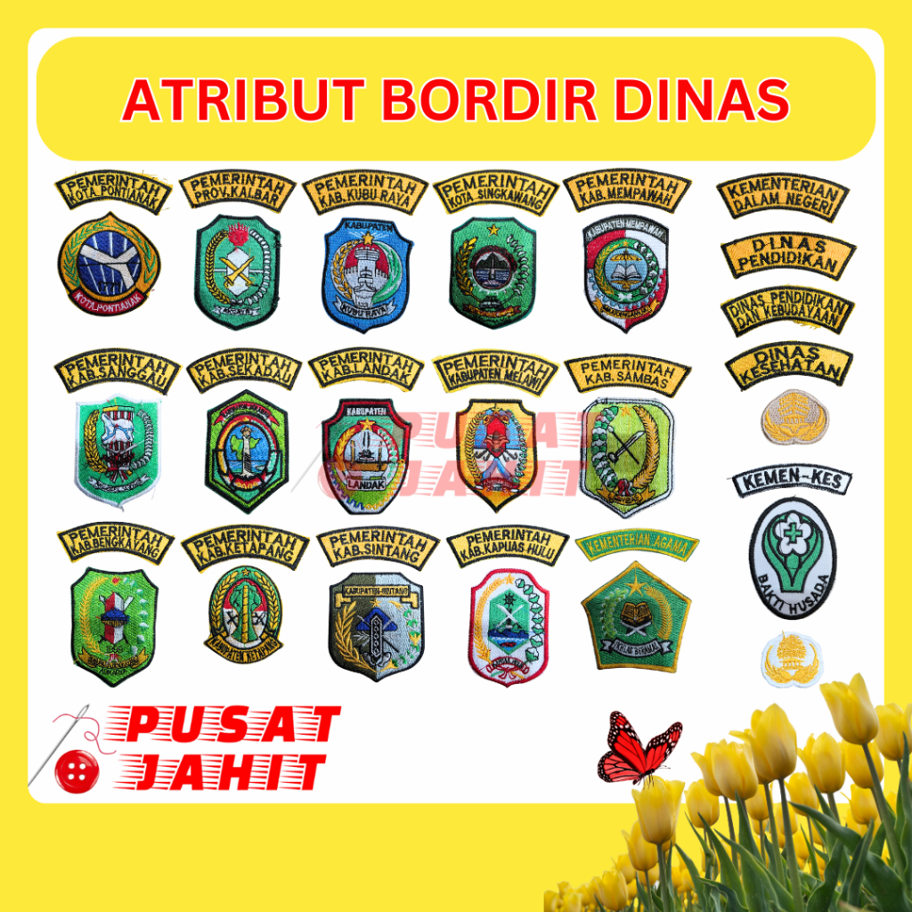 Atribut Korpri, Lokasi dan Lambang Bordir Dinas Pemda PNS