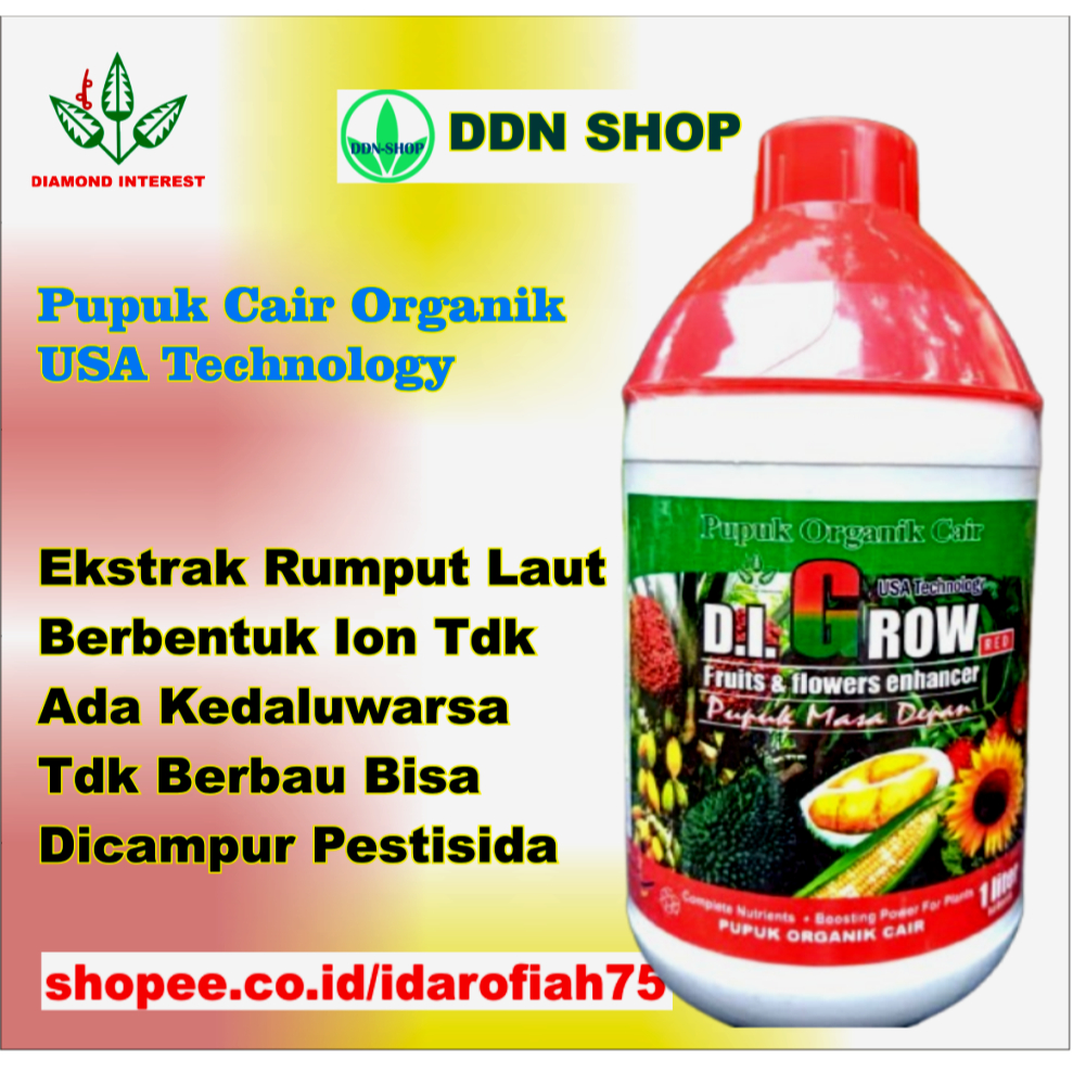Pupuk Organik Di Grow 1 Ltr USA Technology Tdk ada Kedaluwarsa Tdk Berbau Bisa Dicampur Pestisida
