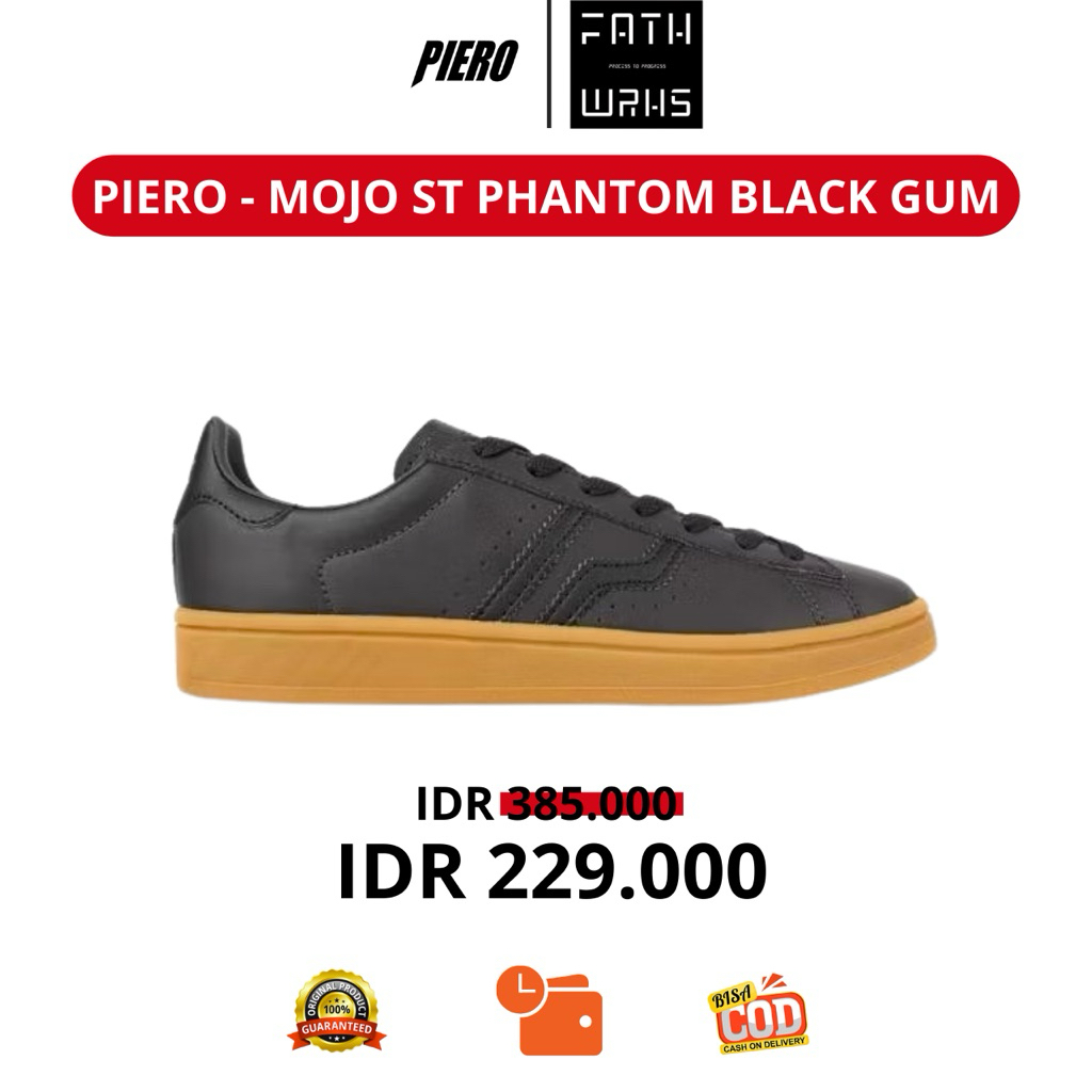 Sepatu PIERO Orginal - Mojo Black Gum | Sepatu Pria | Sepatu Wanita | Sepatu Unisex