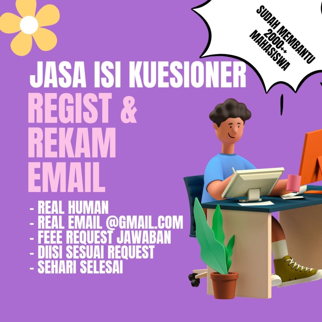 JASA ISI KUESIONER DENGAN REKAM EMAIL DOMAIN gmail.com/gmail.co.id