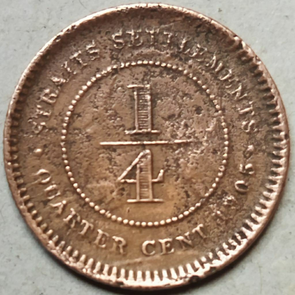 Koin kuno Quarter cent 1905 Edward VII Straits settlements