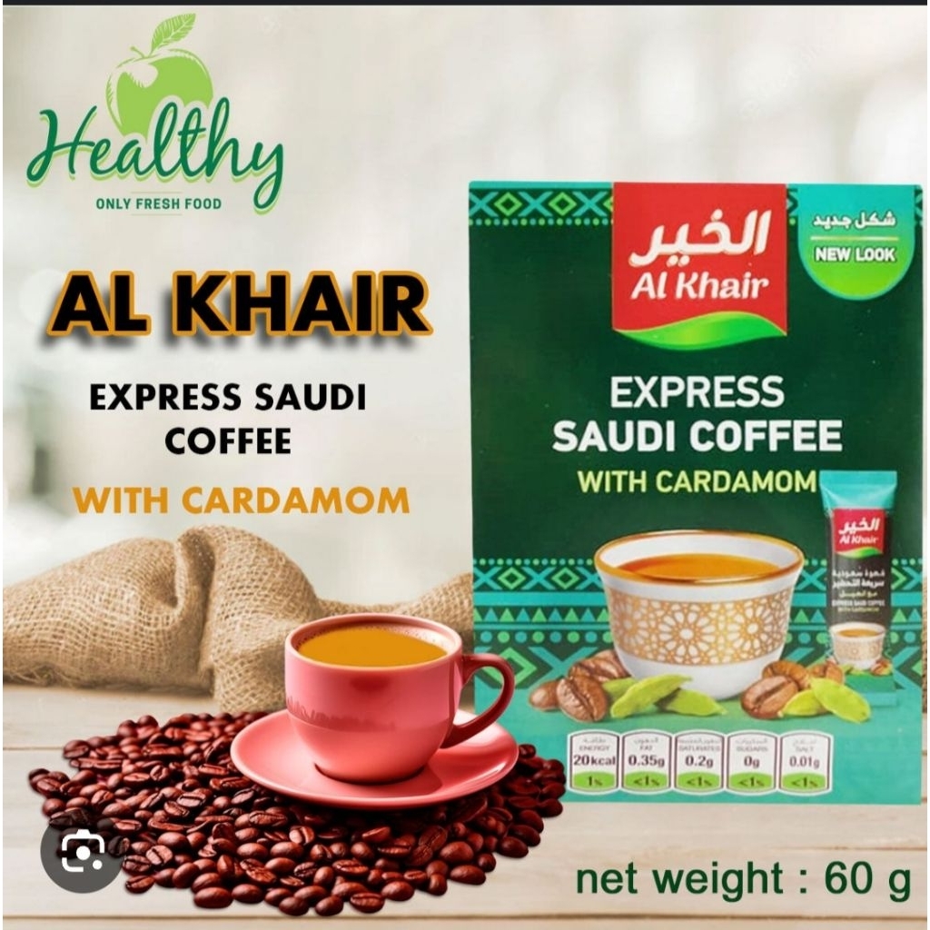 

Kopi Kapulaga Arab Al Khair Express Saudi Coffee with Cardamom isi 10 Sachet