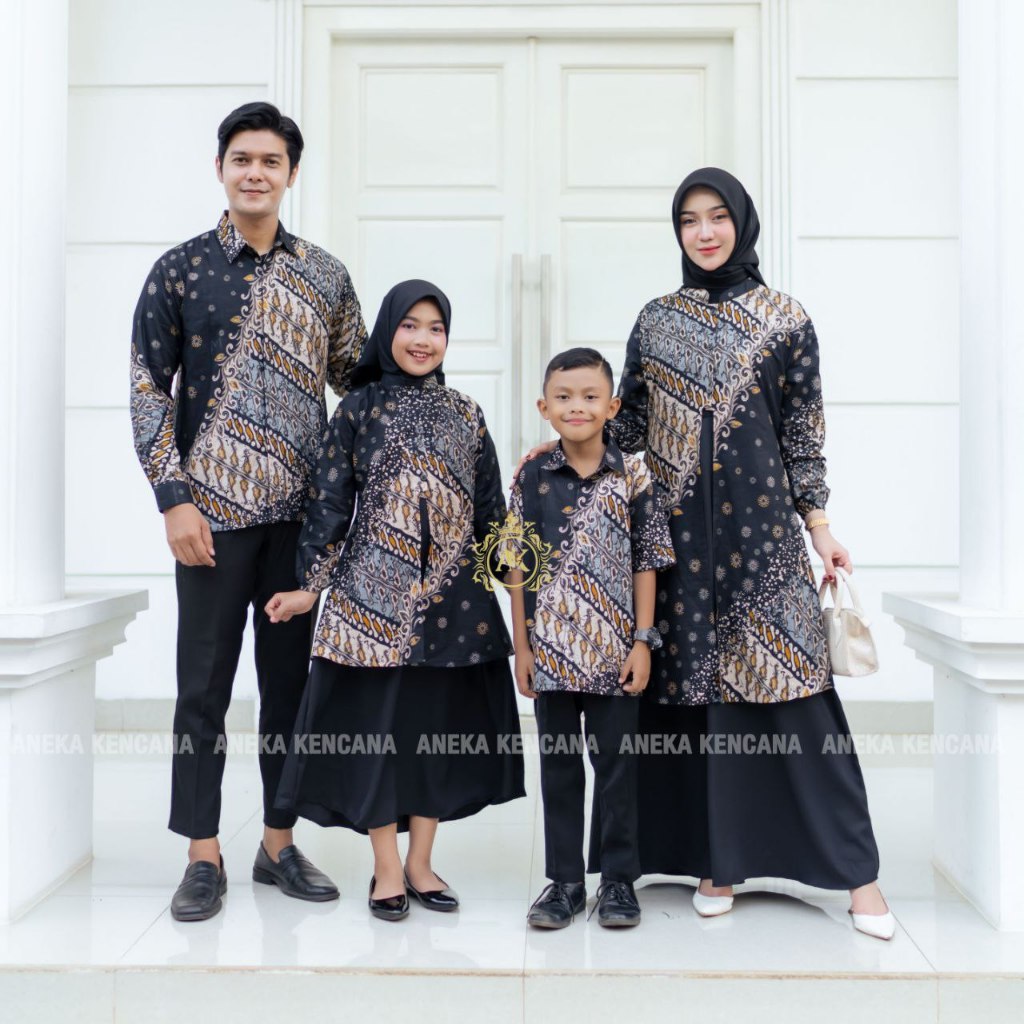 Couple Batik Keluarga - Sarimbit Batik Kemeja dan Gamis Lengan Panjang - BATIK ISKANDAR