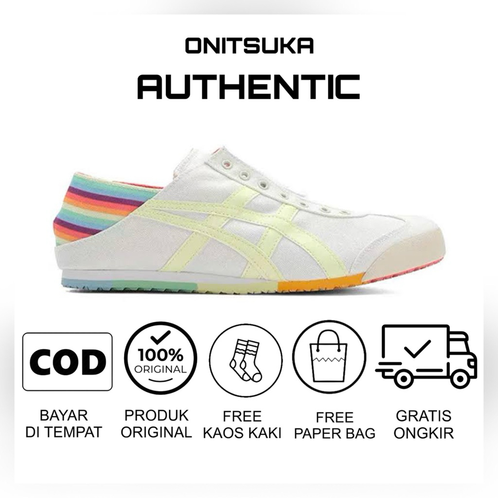 sepatu onitsuka slip on original paraty rainbow sepatu wanita