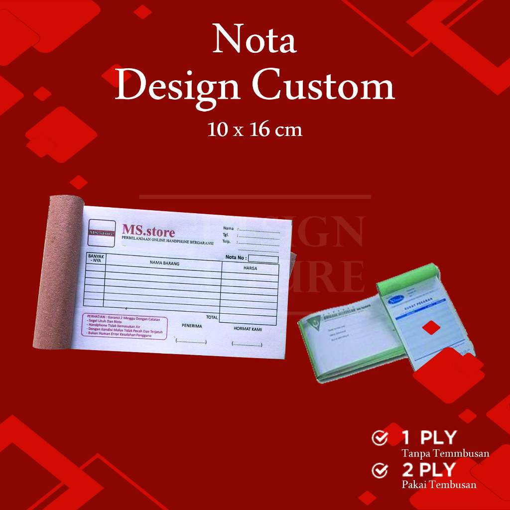 

Cetak Nota Custom Ukuran 10 x 16 cm Nama Toko Sendiri Full Colour 1 ply dan 2 ply