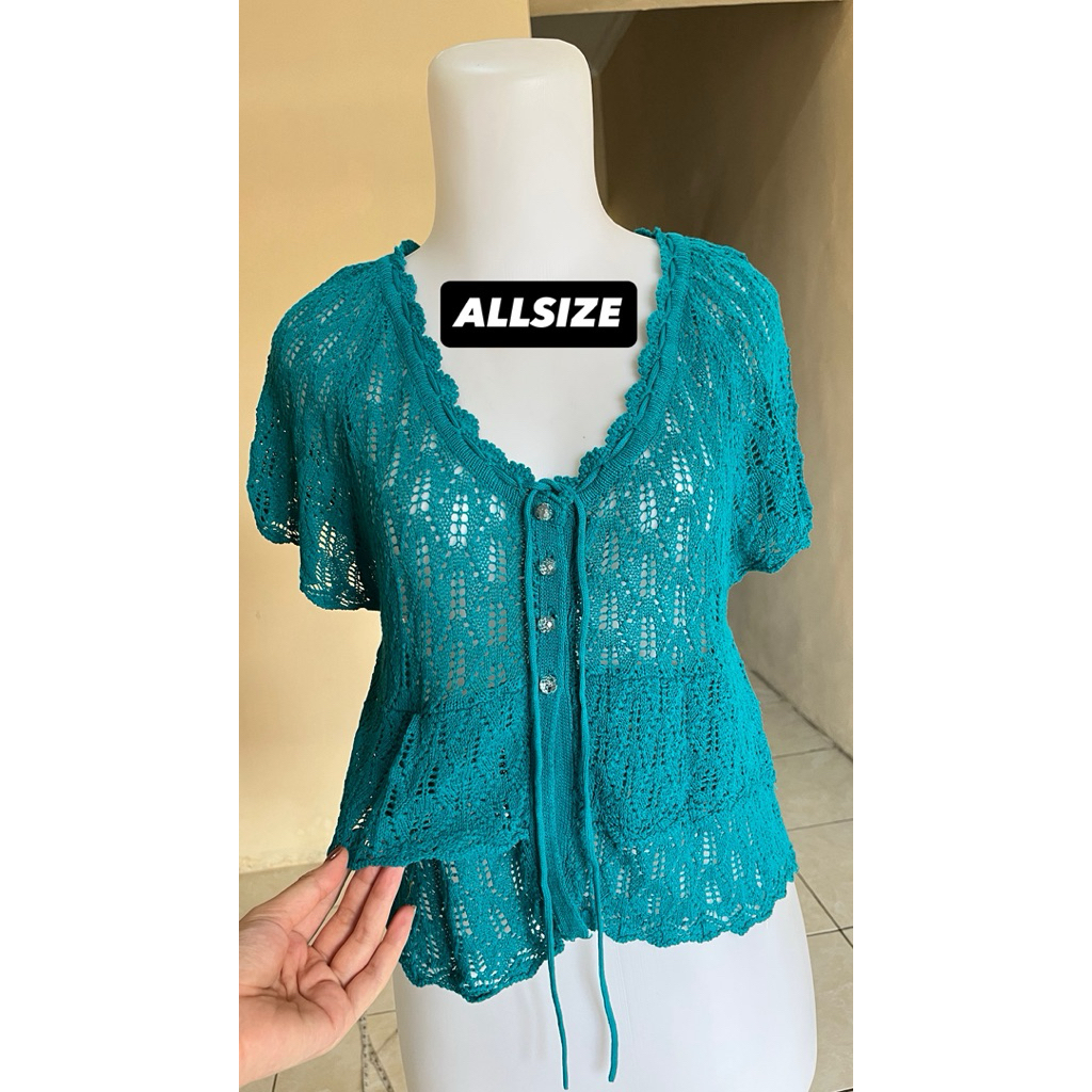 Cardigan tosca hijau // outer hijau // brokat hijau // atasan hijau