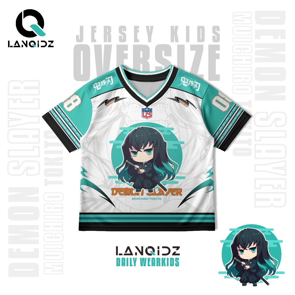 BAJU ANAK LAKI LAKI Oversize Demon Slayer Muichiro Tokito - Baju Kaos Chibi Cosplay