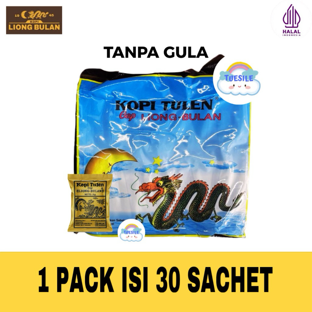 

Kopi Liong Bulan TANPA GULA 30x8gr / Kopi Tulen Cap Ling Bulan TANPA GULA isi 30 Sachet