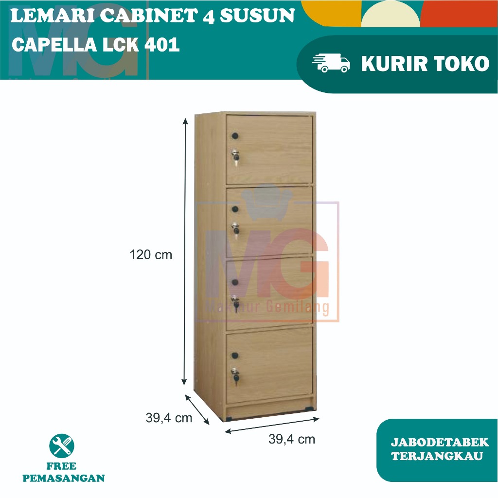 Olympic Rak Buku Lemari Buku Locker Serbaguna Minimalis 4 Susun Full Kunci RSG Arlinda / Capella LCK