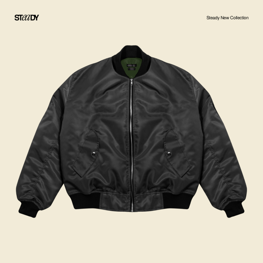 Steady&Slow - Richard Bomber Jacket MA-1 Black | Flight Jacket | Military Jacket | Vintage Jacket