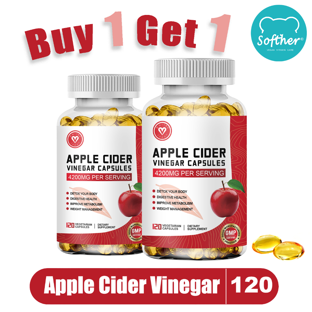 Softher Apple Cider Vinegar Kapsul for Rev Up Metabolism Apple Cider Vinegar for Weight Loss 120 PCS