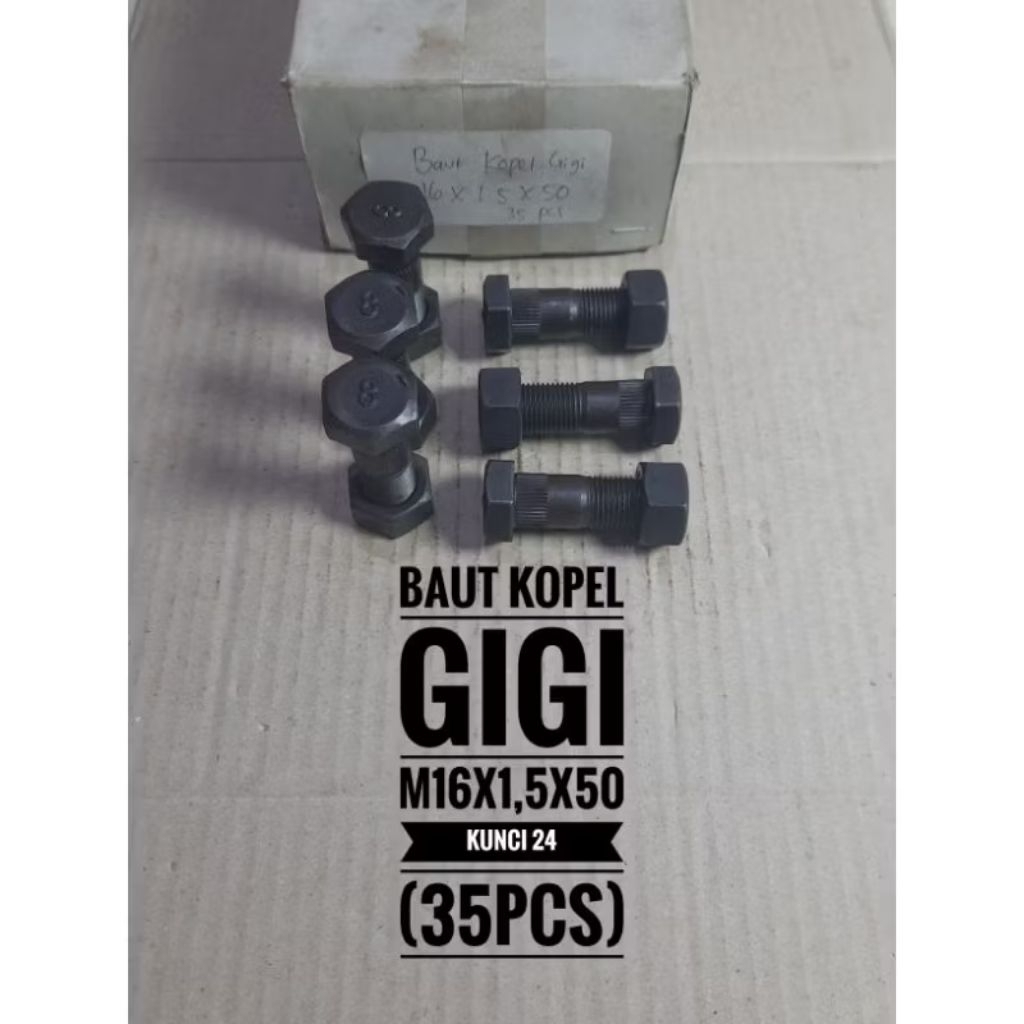 baut kopel mobil GIGI m16x1,5x50 kunci 24 paket (35set)