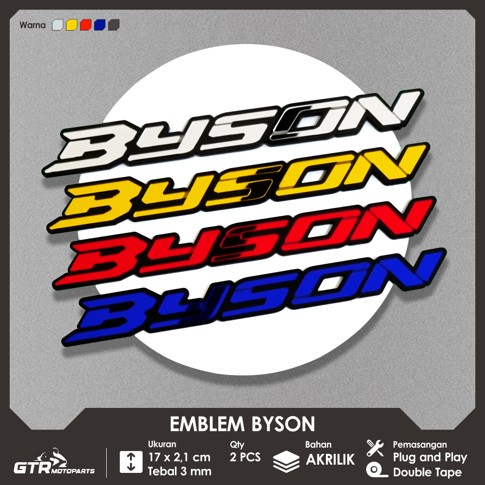 GTR Emblem Byson 2 PCS Logo 3D Timbul Aksesoris Motor Yamaha Byson