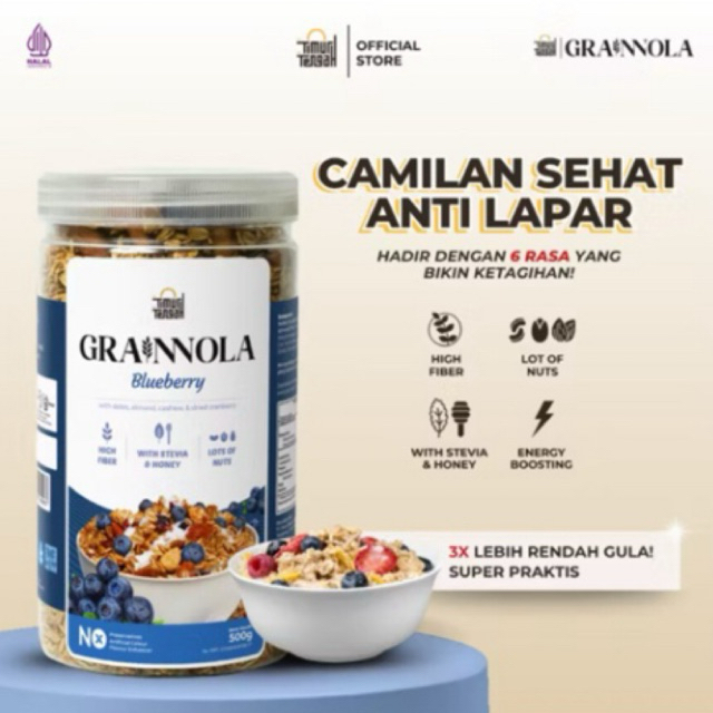 

Timur Tengah Grainnola Blueberry 500 gr Granola Camilan Sereal Makanan Sehat Rendah Kalori