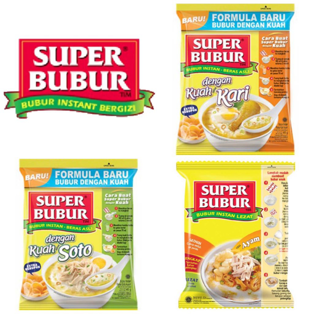 Super Bubur Instan Beras Asli Kuah Soto / Super Bubur Instan Beras Asli Kuah Kari / Super Bubur Inst