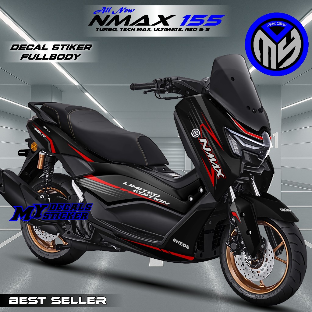 (COD) STICKER DECAL STIKER FULL BODY NEW NMAX 2025 NMAX TURBO NEO S MOTIF SLASH BLACK BISA CUSTOM