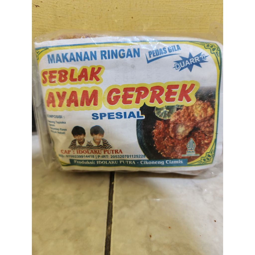

makanan ringan cap seblak ayam geprek (1pack isi 20pcs)