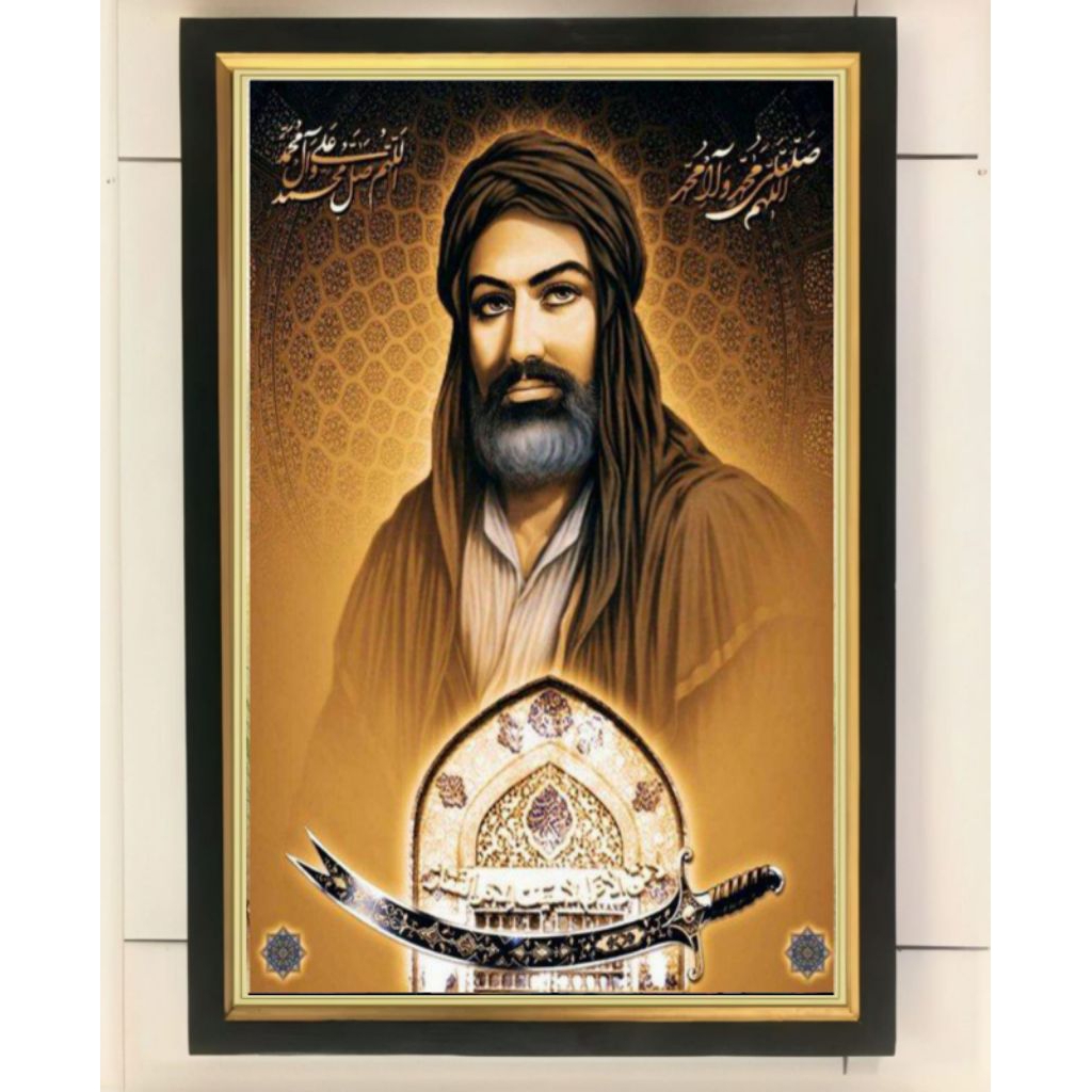 hiasan dinding poster Sayidina Umar bin Khattab plus bingkai ukuran 53×35