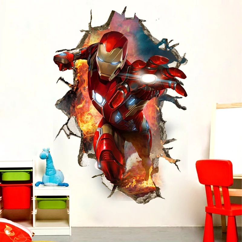 Wall Sticker 3D Kartun Ironman Superhero Animasi Anak Karakter Stiker Dinding murah / premium / jumb