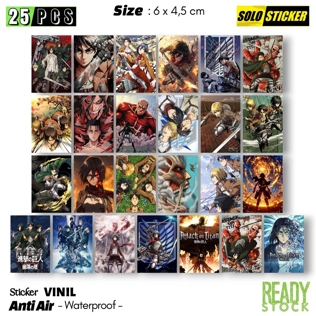 

Sticker Vinil Attack On Titan AOT Waterproof Sticker Laptop Paper Stationery Tumbler Koper HP Diary
