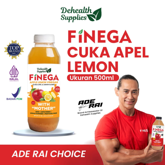 

Dehealth Supplies Finega Apple Lemon Vinegar / Cuka Apel Lemon (With Mother) - 500 ml