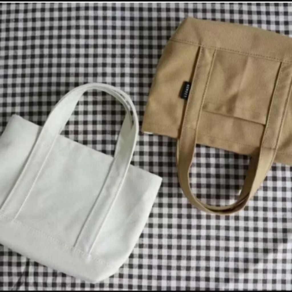 ORIGINAL TOTE BAG WANITA TOTEBAG KANVAS POLOS MINI TAS BAHU WANITA REMAJA KEKINIAN